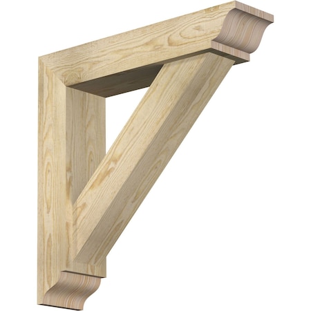 Ekena Millwork Traditional Traditional Rough Sawn Bracket w/ Offset Brace, Douglas Fir, 6"W x 26"D x 26"H BKT0604X26X26TRA01RDF